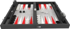 Backgammon Premium 55 cm - Extérieur Noir Et Intérieur Rouge/Blanc