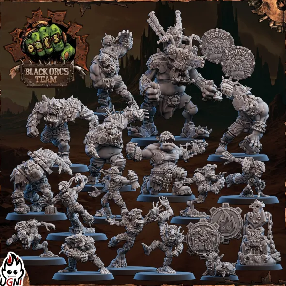 BB - Ugni Miniatures - Black Orc Mad Max Team + Décors