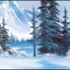 Bob Ross - Winter Paradise Black Stitched Playmat