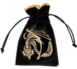 Bourse Velours - Dragon : Noir et Or