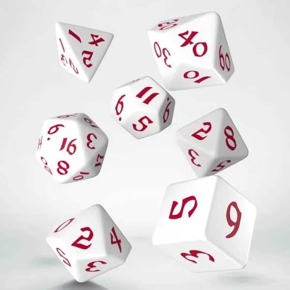 Classic Runic White & red Dice Set (7)