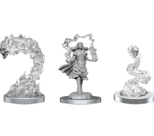 D&D Nolzur's Marvelous Unpainted Miniatures : Dark Spellcaster & Flameskulls