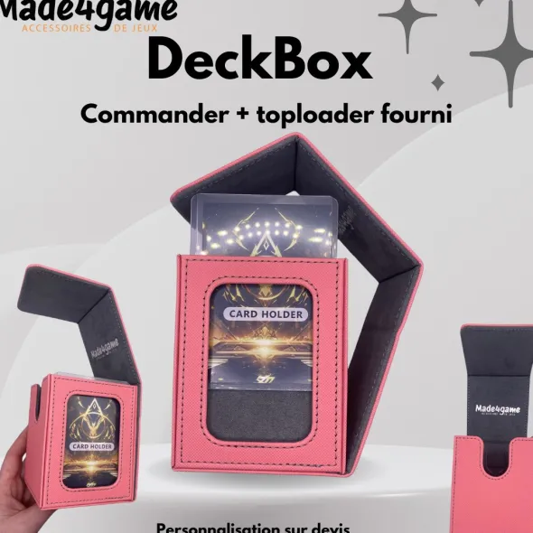 DeckBox Commander 100+ avec Toploader - Rose et Gris
