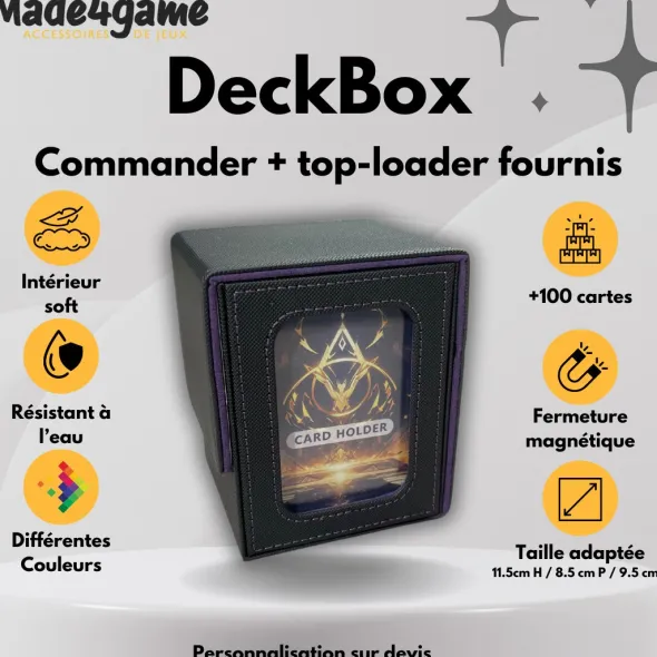 DeckBox Commander 100+ avec Toploader - Noir et Violet