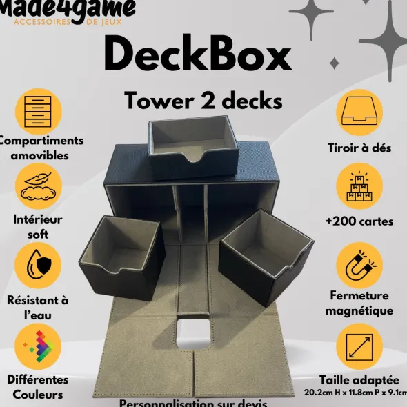 DeckBox triple compartiments - 2x100 cartes et tiroir de rangement