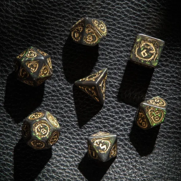Dragons Bottle Green & Gold Dice Set