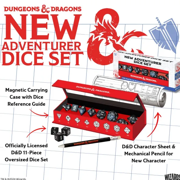 Dungeons & Dragons New Adventurer Dice Set - Black