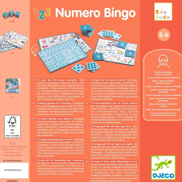 Eduludo - Numero Bingo - 4 Lotos