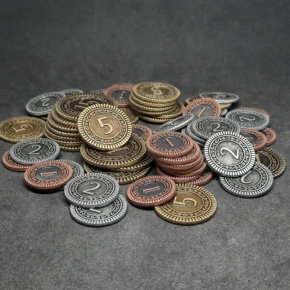 Ensemble de pièces génériques en métal de valeur 1, 2, 5, 15 pour jeux de société