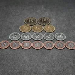 Ensemble de pièces génériques en métal de valeur 1, 2, 5, 15 pour jeux de société