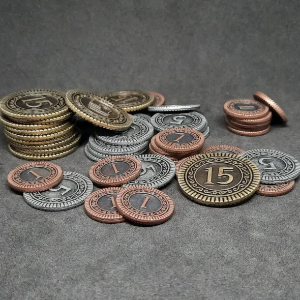 Ensemble de pièces génériques en métal de valeur 1, 5, 15 pour jeux de société