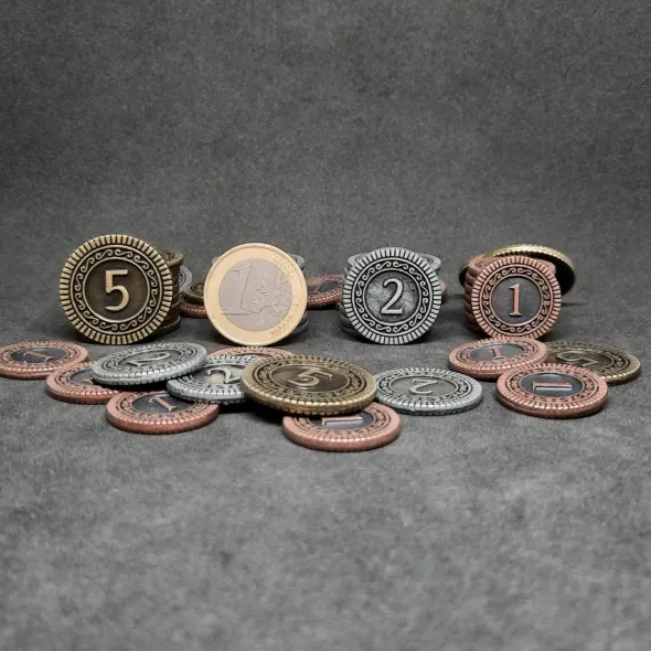 Ensemble de pièces génériques en métal de valeur 1, 2, 5 pour jeux de société