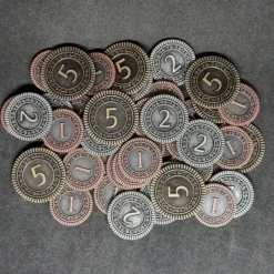 Ensemble de pièces génériques en métal de valeur 1, 2, 5 pour jeux de société
