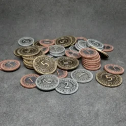 Ensemble de pièces génériques en métal de valeur 1, 2, 5 pour jeux de société