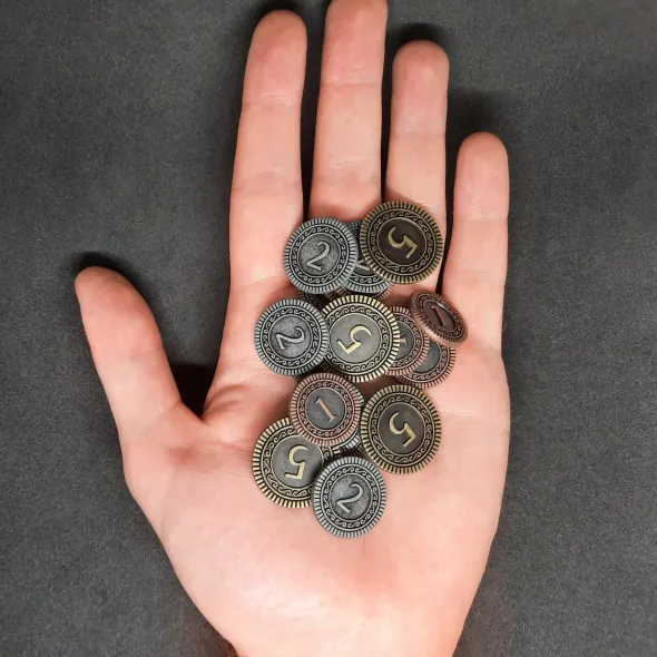 Ensemble de pièces génériques en métal de valeur 1, 2, 5 pour jeux de société