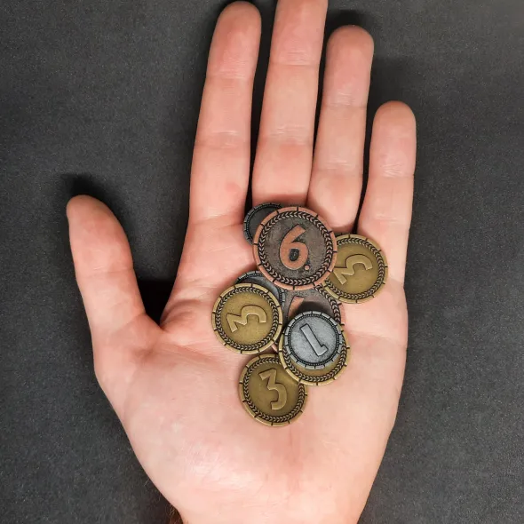 Ensemble de pièces génériques en métal de valeur 1, 3, 6 pour jeux de société