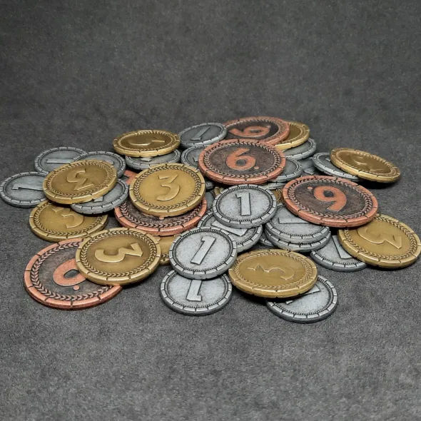 Ensemble de pièces génériques en métal de valeur 1, 3, 6 pour jeux de société