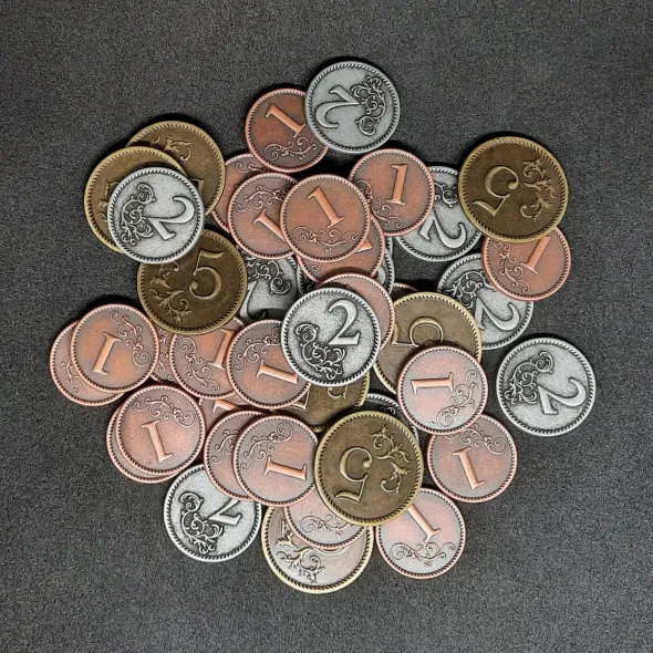 Ensemble de pièces génériques en métal de valeur 1, 2, 5 pour jeux de société