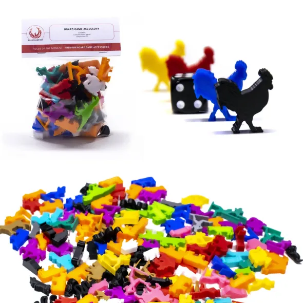 Figurines de Coq Meeple x5