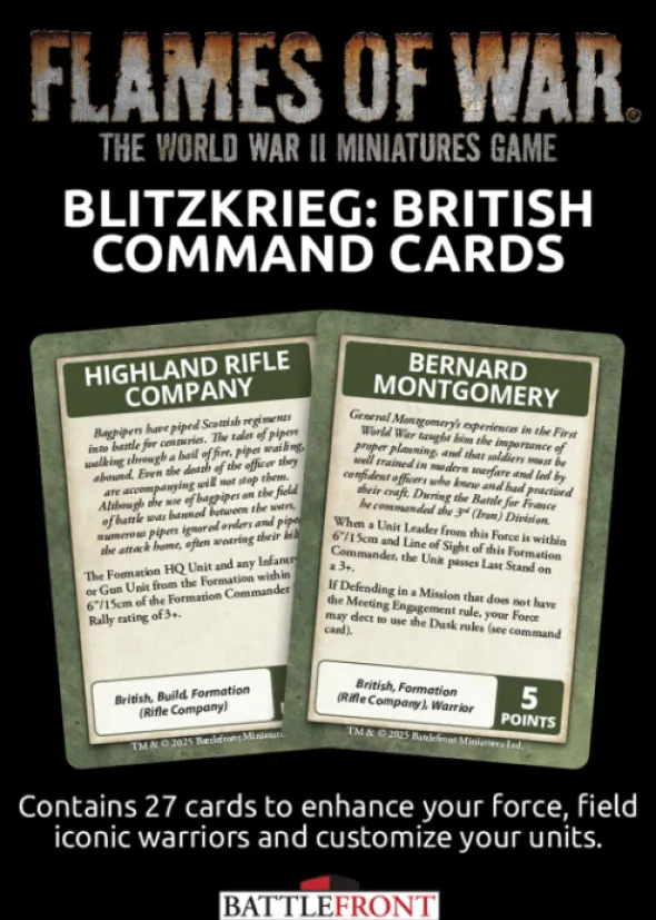Flames of War - Blitzkrieg - British Command Cards - Limited Edition