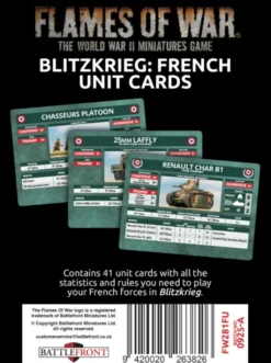 Flames of War - Blitzkrieg - French Unit Cards - Limited Edition