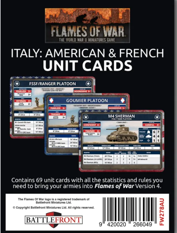 Flames of War - Liberation of Italy - American and French Unit Card Pack