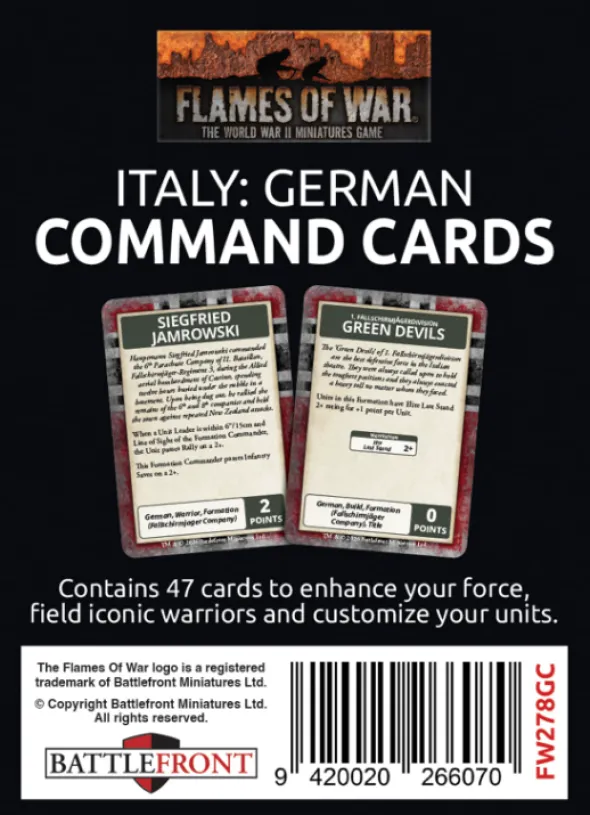 Flames of War - Liberation of Italy - German Command Card Pack