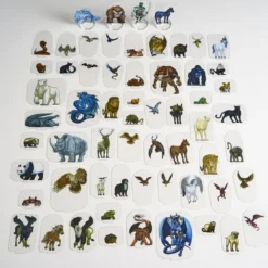 Flat Plastic Miniatures - Animals and Familiars - 62 Pieces