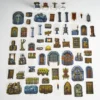 Flat Plastic Miniatures - Objects and Scenery - 62 Pieces