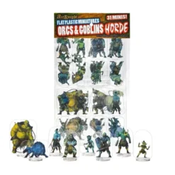 Flat Plastic Miniatures - Orcs and Goblins Horde- 31 Pieces