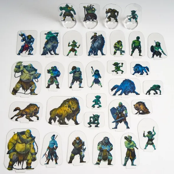Flat Plastic Miniatures - Orcs and Goblins Horde- 31 Pieces