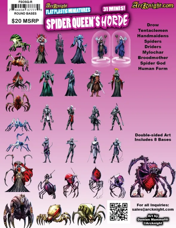 Flat Plastic Miniatures - Spider Queen's Horde - 31Pc