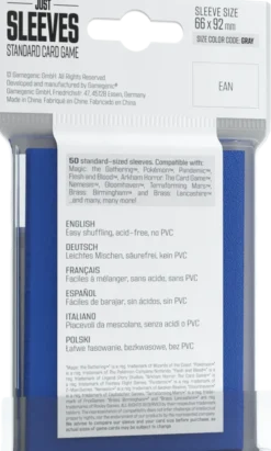 Gamegenic - 50 Just Sleeves Standard Size