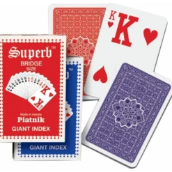 Jeu de bridge avec index géant - Bleu