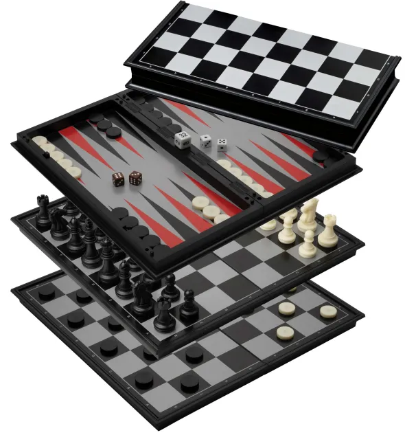 Jeu magnétique d'Echecs/Backgammon/Dame