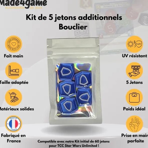 Kit de 5 jetons "Bouclier" additionnels compatible Star Wars Unlimited