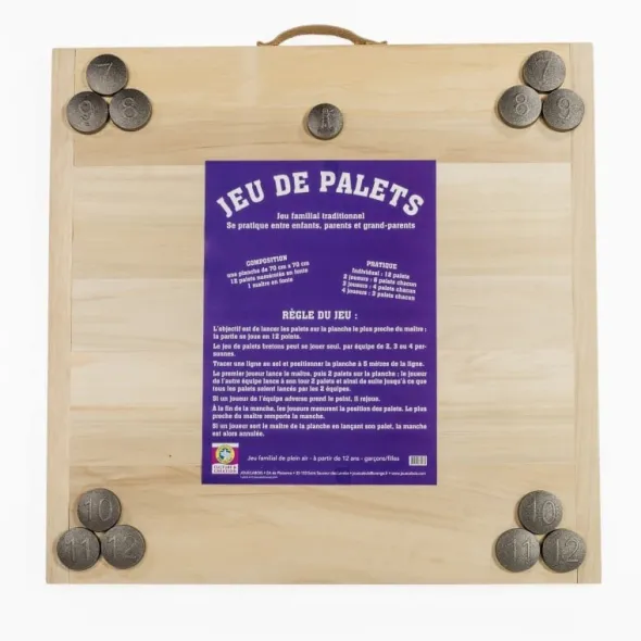 Le Jeu de Palet Breton - Planche en bois + Palets en fonte