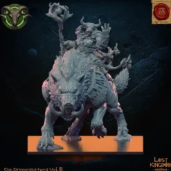 Lost Kingdom miniatures - Hardes bestiales - Chaman minotaure sur monstre des forêts