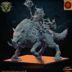 Lost Kingdom miniatures - Hardes bestiales - Chaman minotaure sur monstre des forêts