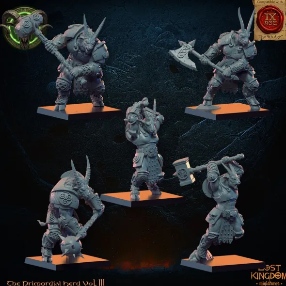 Lost Kingdom miniatures - Hardes bestiales - 10 Hommes-bêtes en armure avec EMC