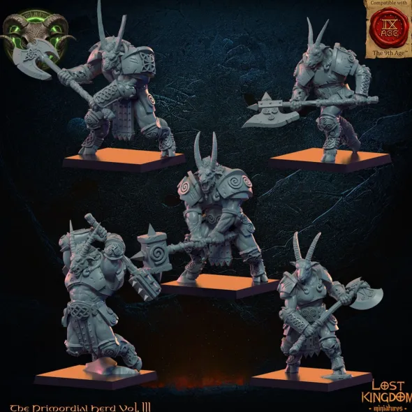 Lost Kingdom miniatures - Hardes bestiales - 10 Hommes-bêtes en armure