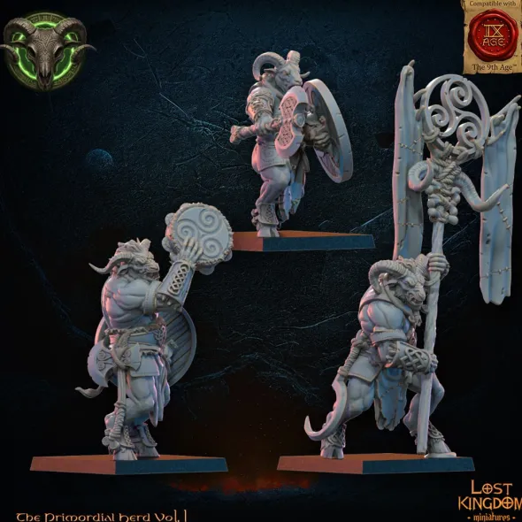 Lost Kingdom miniatures - Hardes bestiales - Guerriers hommes-bêtes, état-major