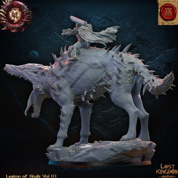 Lost Kingdom miniatures - Legion of Skulls - Seigneur Loup-Garou sur Loup Géant