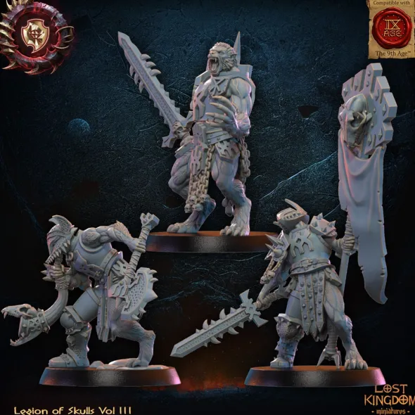 Lost Kingdom miniatures - Legion of Skulls - Guerriers Loups, Etat-Major