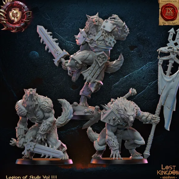 Lost Kingdom miniatures - Legion of Skulls - Bêtes Loups-Garous, Etat-Major
