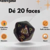 Lot de 5 dés 20 faces (bicolores satinés marbrés)