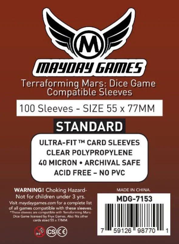 Mayday - Card Sleeves - Terraforming Mars: Dice Game Compatible - 55x77 mm - 100p