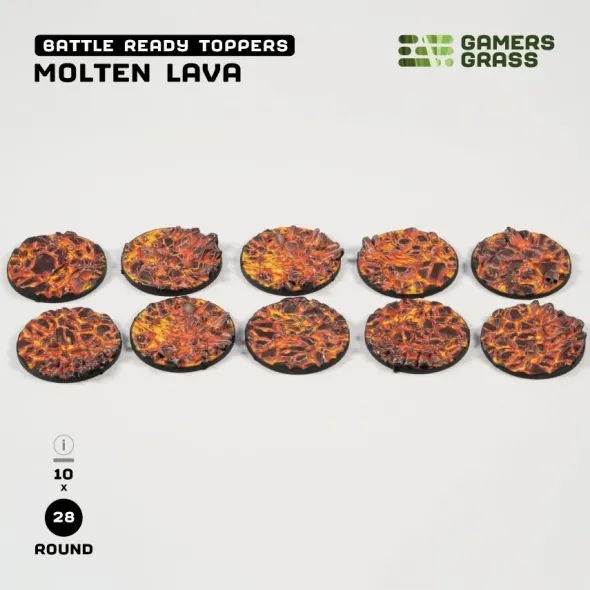 Molten Lava Bases, Round 28mm (x10)