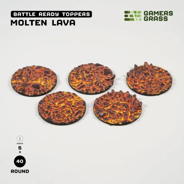 Molten Lava Bases, Round 40mm (x5)