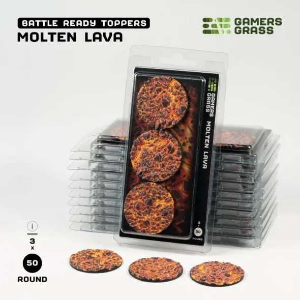Molten Lava Bases, Round 50mm (x3)
